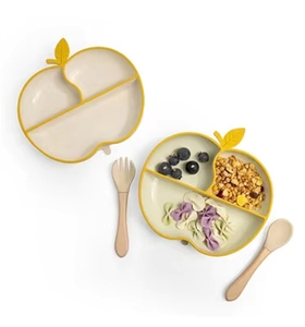 Assiettes <span class=keywords><strong>d</strong></span>'alimentation pour bébé en silicone sans BPA personnalisées avec ventouses et compartiments de forme spéciale pour les aliments - Product Image 3