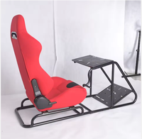 Siège de jeu de simulation de course avec sièges baquet, surpiqûres rouges, rails doubles, siège de jeu sportif pour simulateur de course automobile