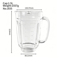 Bol de mixeur en verre sodocalcique épaissi de qualité commerciale 1557g, 1,5L (50oz), pièce de rechange, ajustement précis, prix promotionnel