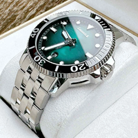 Montre de plongée verte T120 avec logo personnalisé OEM, mouvement ETA, aiguilles lumineuses, design minimaliste, montre mécanique Relogio Seastar