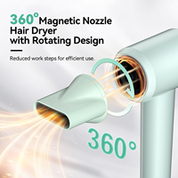 Sèche-cheveux puissant 1600W avec moteur sans balais, portable, léger, ionique, avec lumière LED