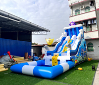 Toboggan Gonflable avec Piscine et Château Gonflable Combiné, Commercial, pour Enfants, Extérieur, Jardin, Fête, en PVC