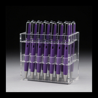 Usine personnalisée peut contenir 18 stylos acrylique clair stylo support noir Double rangée acrylique stylo présentoir