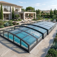 Couverture de piscine rétractable écologique au design moderne pour hôtel, toit rétractable pour villa, rétractable pour maison
