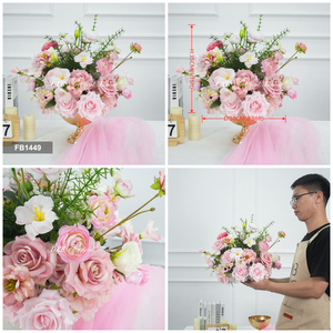 ลูกบอลดอกไม้ประดิษฐ์สีชมพูหรูหราแบบกำหนดเองสำหรับตกแต่งงานแต่งงาน ลูกบอลดอกไม้ประดิษฐ์สัมผัสเหมือนจริง - Product Image 3