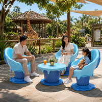 Ensemble table et chaises en PRV durable pour l'extérieur, mobilier commercial étanche pour la décoration de salons, cafés, centres commerciaux et magasins de desserts et de crèmes glacées