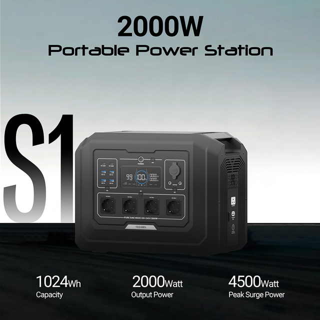 SOUOP S1 2000W 1024Wh Fast Charging Portable Power Station 2000 W LiFePO4 Solar Generator