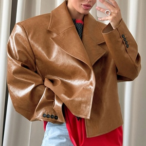 แฟชั่นหนัง PU คอปกสูทสไตล์ใหม่ของผู้หญิง - Product Image 4