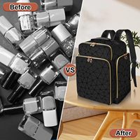 Sac à dos de rangement pliable en cuir PU imperméable, grande capacité, avec fermeture éclair, pour vernis à ongles, portable, pour l'extérieur, étui de rangement pour nail art 3