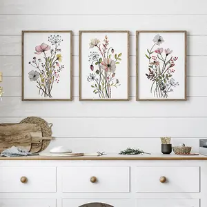 Boho Fleur Botanique Affiches Toile Encadrée Peinture Imprimer Image Moderne Décoration Mur Art avec Cadre