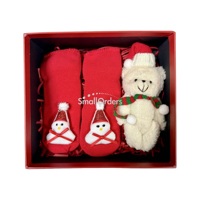 Christmas Baby Gift Set with Socks and Plush Bear Wholesale Custom Holiday Present