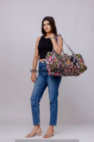 Sac de sport en coton de Style bohème fait à la main pour femmes confortable poignée en tissu fermeture éclair chaînes décoration fourre-tout de voyage à la mode