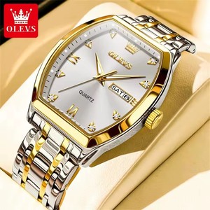 Reloj para hombre 5528, marca original, reloj de cuarzo para negocios, resistente al agua, luminoso, con esfera tonneau, reloj con fecha y día. - Product Image 3