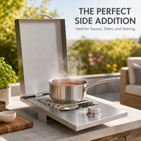 Barbecue à gaz professionnel en acier inoxydable avec brûleur latéral intégré, allumage électronique et dispositif de sécurité de la flamme pour l'extérieur de luxe