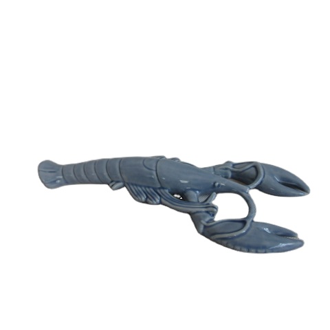 Керамическая фигурка креветки, маленькая, блестящая синяя