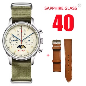Original 1963 Men's 40mm ST1908 Moonphase Manual Winding Movement Mechanical <b>Chronograph</b> Sapphire Glass Cream Dial Watch - Product Image 1