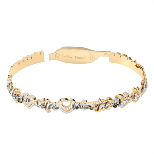 Bracelet tendance en acier inoxydable 316L plaqué or PVD, design cœur avec cristaux, pour femme - Product Image 2