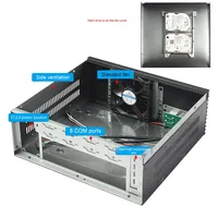 Mini NUC ITX Motherboard Casing Kecil 8 Port Multi-Serial COM Rak Kontrol Industri yang Dapat Dipasang di Dinding Server Otomasi Portabel dengan Kipas