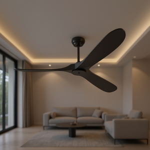 Ventilador de Techo Moderno de 72 Pulgadas con Luz, Negro, 3 Aspas de Madera, Motor DC, Control Remoto, Reversible, Montaje Empotrado para Sala de Estar - Product Image 2