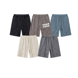 Pantaloncini con vecchi fori con due tasche con orlo laterale vecchio stile estivo pantaloncini da uomo 100 pantaloncini traspiranti con logo personalizzato in cotone - Product Image 1