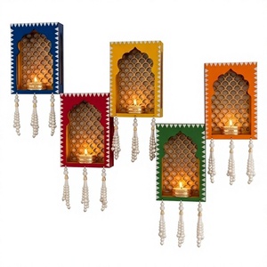 MultiColor Rajasthani Theme Jharokha Jali Boxes Tea Light Holder Home & Pooja <b>Mandir</b> Decor Christmas Hanging Housewarming - Product Image 3