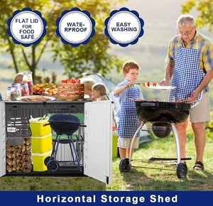 Armadio da Giardino Orizzontale Kinying in HDPE da 26 Piedi Cubi, Resistente, in Plastica, Facile da Assemblare, Anti-Marciume, Effetto Legno Naturale - Product Image 6