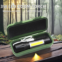Senter Mini LED COB Aluminium, Dapat Diisi Ulang via USB, Dapat Diperbesar