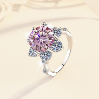 Bijoux fins, bague en argent sterling S925 plaqué rhodium, diamant rose 1&3&5 carats VVs1, moissanite, mariage