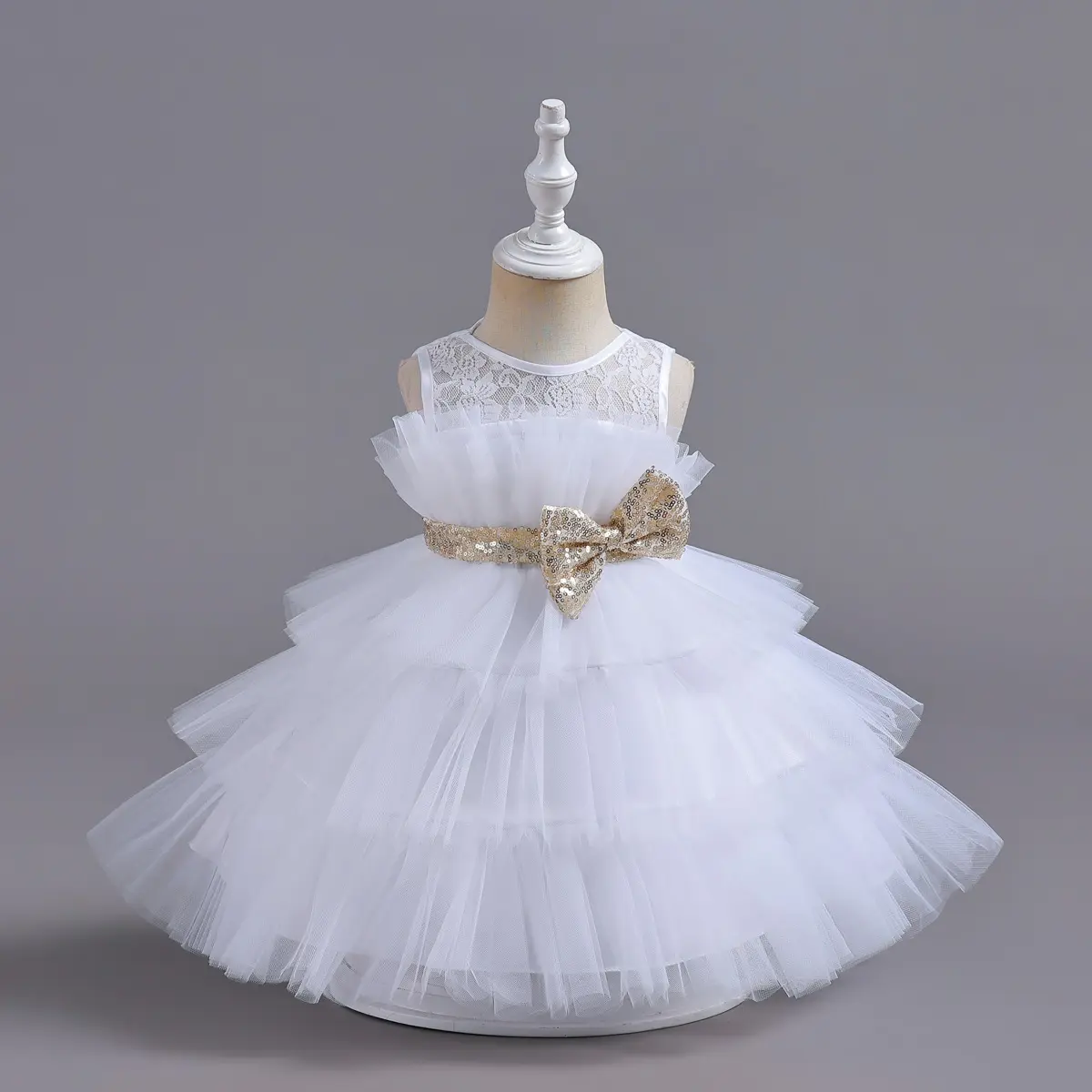 Flower Baby Girl Lace Dress Toddler kids Tulle Sleeveless Bow Princess Party Wedding Pageant Bridesmaid Y22BB