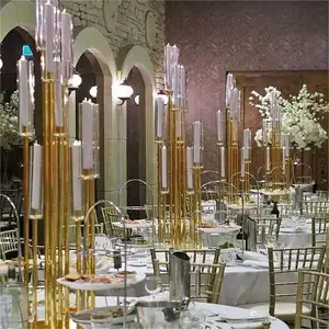 Weddings Party Table Centerpieces Stand Home Hotel Decoration S Gold Glass Candelabra Metal Candlesticks