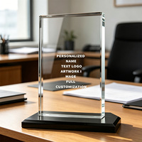 Trophée d'entreprise Neelpure 176538 en cristal rectangulaire avec base noire, impression UV/numérique et design moderne