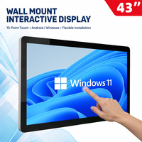 KINGONE OEM ODM Panel de Pantalla LCD Digital Inteligente Interactivo de 43 Pulgadas para Montaje en Pared, Monitor de Pantalla Táctil para Montaje en Pared