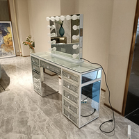 Stock en NOUS! Docarelife — Station de maquillage moderne, coiffeuse avec miroir en diamant broyeur, coiffeuse cosmétique