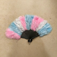 Éventail pliant grand format arc-en-ciel LGBTQ+ Bi Pride Gay Pride avec plumes moelleuses pour défilé