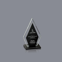 Plaque de luxe en verre forme de diamant clair, avec Base en métal et en argent, cadeau personnalisé de société immersive