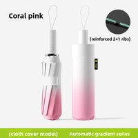 Degrade Renkli Taze Otomatik 10 Telli Kalınlaştırılmış Siyah Çarpışma Önleyici Kumaş UPF50+ Demir Orta Çubuklu Anti-Ultraviyole LED Şemsiye