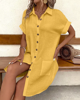 Robes Chemises Tendance 2026 pour Femmes – Manches Courtes, Décontractées, Amples, Style Streetwear, avec Poches