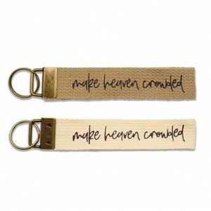 Porte-clés personnalisé simple et tendance, imprimé double face, en tissu de coton pur, avec boucle de suspension en nylon et broderie, cordon pour clés - Product Image 1