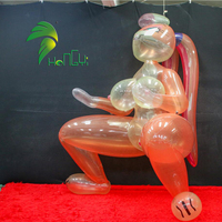 Lapin gonflable géant en PVC transparent, jouet animal gonflable transparent