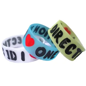 Promotional Silicone Bracelet Glow-in-the-Dark Bracelet I Love One Direction Response Sport Wristband