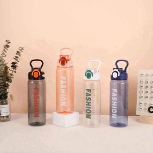 Large-Capacity Reusable Food Safe Transparent Solid Color PC Plastic Fitness One-Button Water <b>Bottle</b> Straw Water <b>Bottle</b> With - Product Image 2
