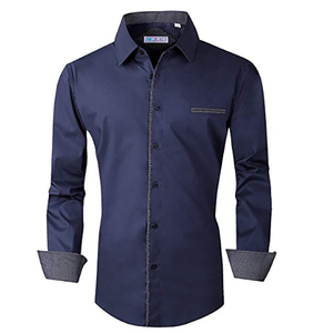 Les hommes faits sur commande 100% coton manches longues coupe droite robe chemise - Product Image 6