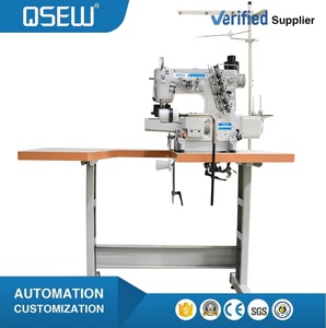 Machine à coudre industrielle à point de recouvrement à grande vitesse avec lit cylindrique, entraînement direct et coupe-fil automatique QS-600D-UT-PL - Product Image 1