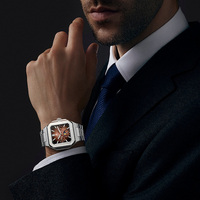 Montre mécanique automatique pour homme CARNIVAL 41 mm en acier inoxydable, affichage des phases lunaires, 24 heures et du jour de la semaine
