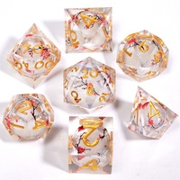 Ensemble de dés à fleurs de prunier à 7 pièces, très vendu, en résine liquide, bord tranchant multicolore personnalisé pour DND et RPG