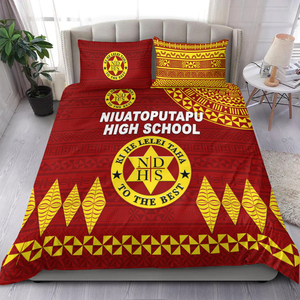Ensemble de literie King Size personnalisé Tonga Niuatoputapu lycée 3 pièces housse de couette ensemble imprimé à la demande - Product Image 1