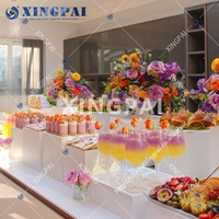 XINGPAI restaurant équipement blanc acrylique buffet affichage nidification cube alimentaire affichage acrylique contremarches pour la fête de mariage