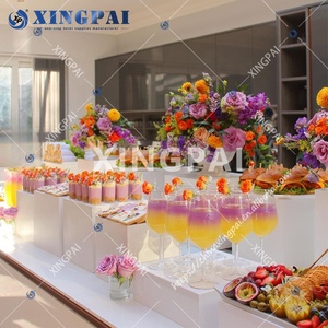 Equipo de restaurante XINGPAI, exhibición de buffet de acrílico blanco, Cubo de anidación, exhibición de alimentos, elevadores de acrílico para fiesta de boda - Product Image 4