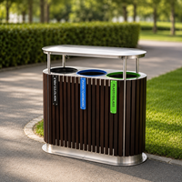 Poubelles métalliques extérieures pour espaces publics, de grande taille municipale, pour la classification des déchets environnementaux, avec couvercles (type bac à fruits)