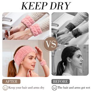 Custom Logo Spa <b>Headband</b> and Wristbands Set <b>Face</b> <b>Wash</b> Hairband Wrist Band for Washing <b>Face</b> Makeup Skincare Accessories Tools - Product Image 3